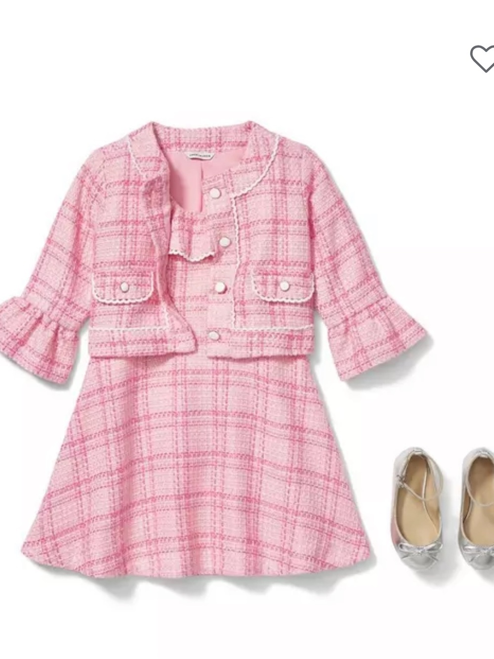Janie and Jack Pink Plaid Tweed Dress & Jacket Set